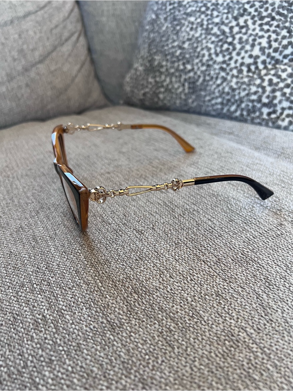 Chanel Tortoiseshell Cat Eye Eyeglasses with Gold Accents - Picture 5 of 7